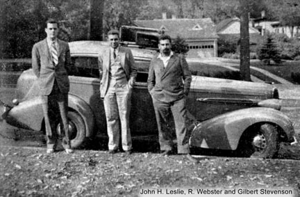 John H. Leslie, R. Webster and Gilbert Stevenson with the Leslie Car